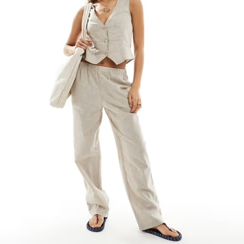 NWT Monki Co-ord Linen Wide Leg Trousers